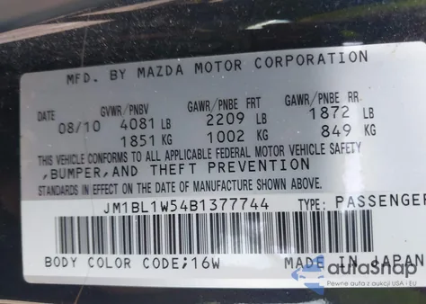 2011 Mazda Mazda3 S Grand Touring из США, поврежденный, VIN JM1BL1W54B1377744